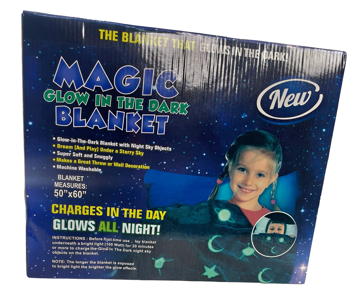 Magic Glow In The Dark Blanket Assorted Colours 6660 (Parcel Rate)