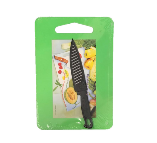 Plastic Chopping Board with Knife 26 x 18 cm Assorted Colours 6882 (Parcel Rate)