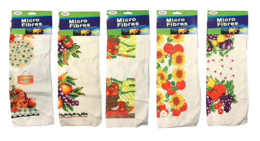Microfibre Cleaning Cloth  with Fruit Print 30 x 40 cm Assorted Designs 6981 (Parcel Rate)