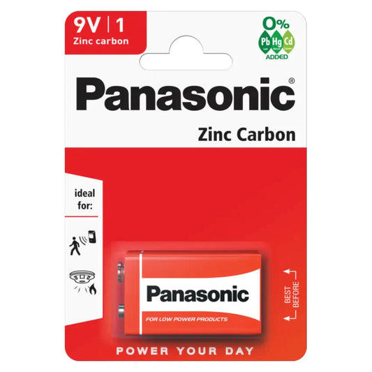 Panasonic 9V Battery Zinc Carbon 6F22 Battery PANA6F22RB1 A  (Large Letter Rate)