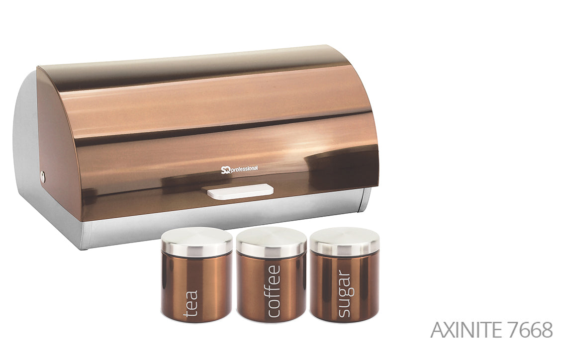 SQ Professional Gems Metal Bread Bin with 3 Canisters Axinite 7668 (Big Parcel Rate)