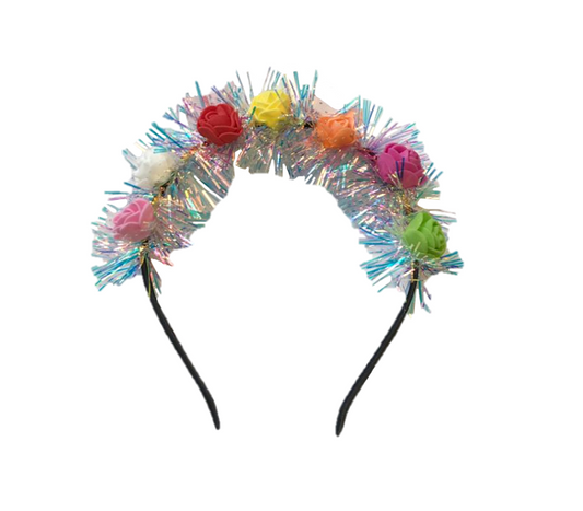 Multicoloured Plastic Flower Crown Headband with Foam Flowers 13 x 14 cm 7324 (Large Letter Rate)