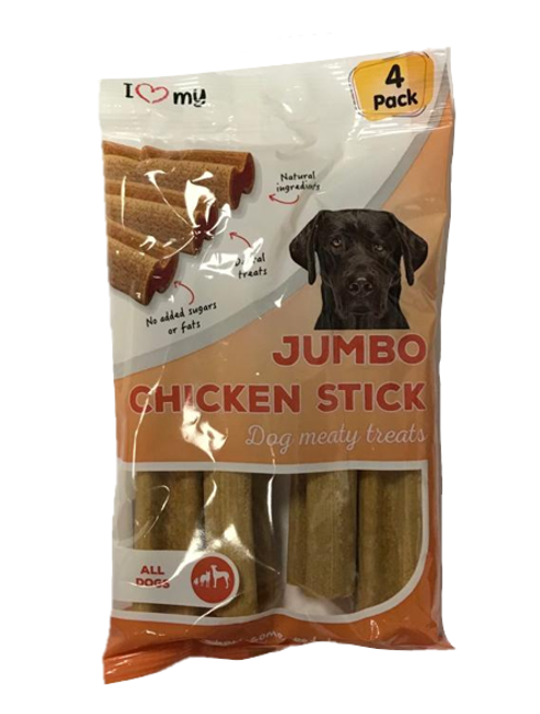 Pet Dog Treats Jumbo Chicken Sticks 4 Pack Flow Pack 76391 (Parcel Rate)