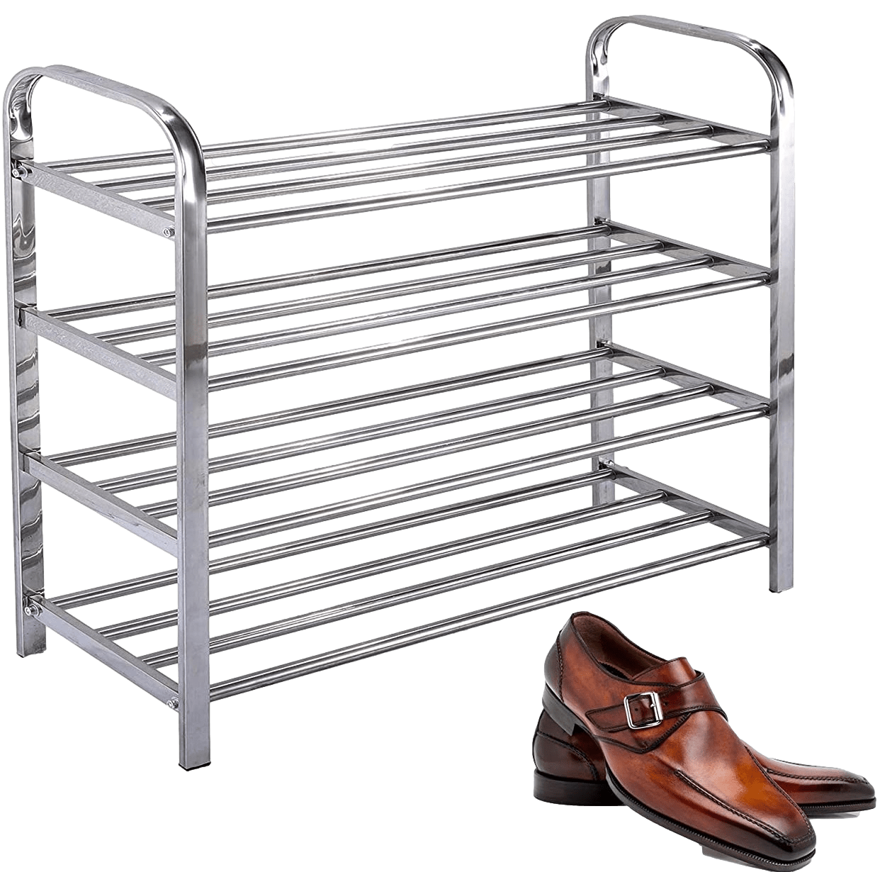 4 Tier Stainless Steel Shoe Storage Display Rack Home Furniture Storage Rack 6213 (Parcel Rate)