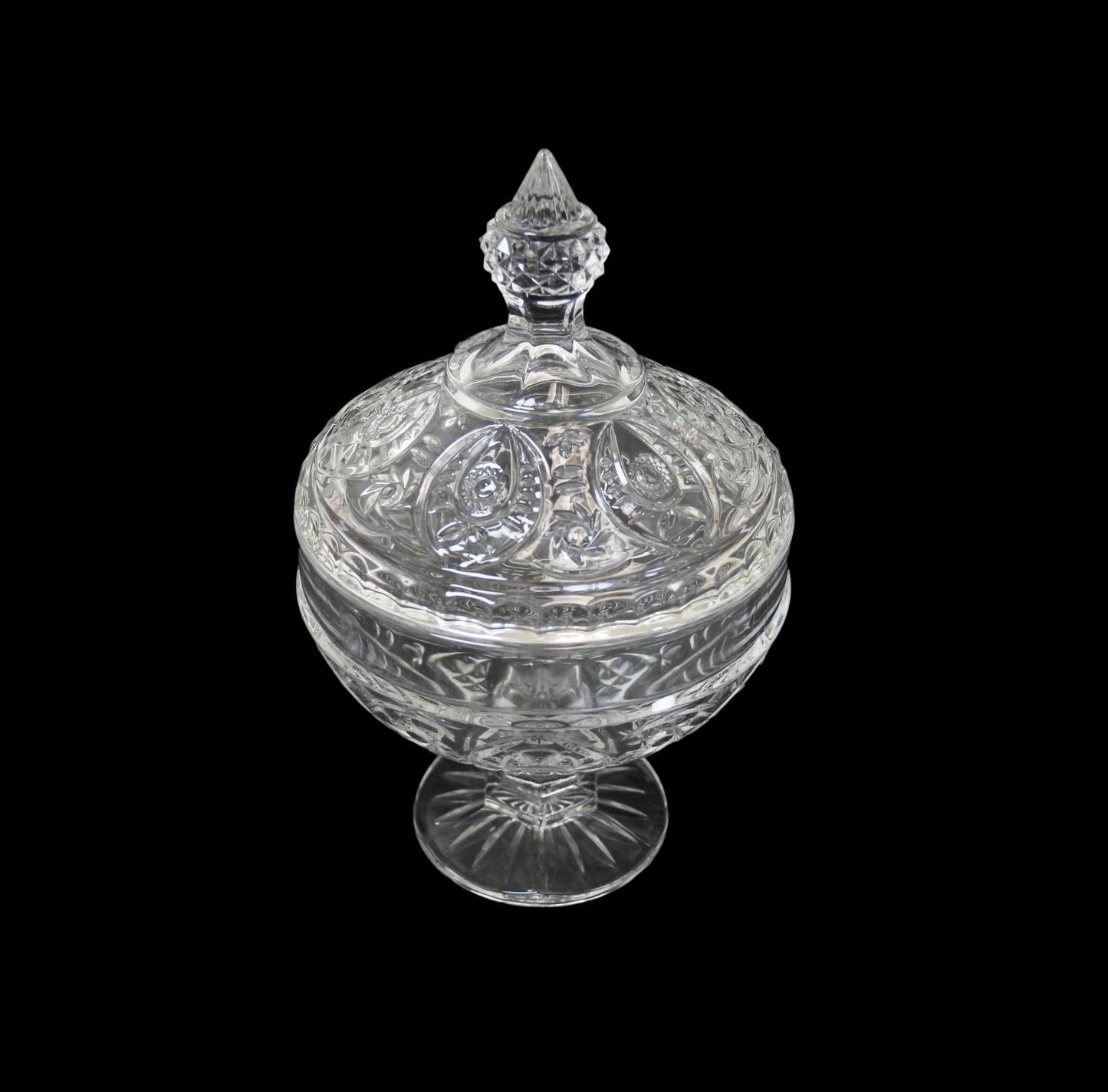 Crystal Glass Candy Footed Bowl with Lid 17 x 23 cm 8848 (Parcel Plus Rate)