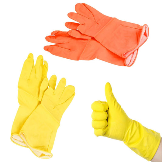 Yellow / Orange Latex Washing Up Cleaning Household Gloves Large 1138 (Parcel Rate)