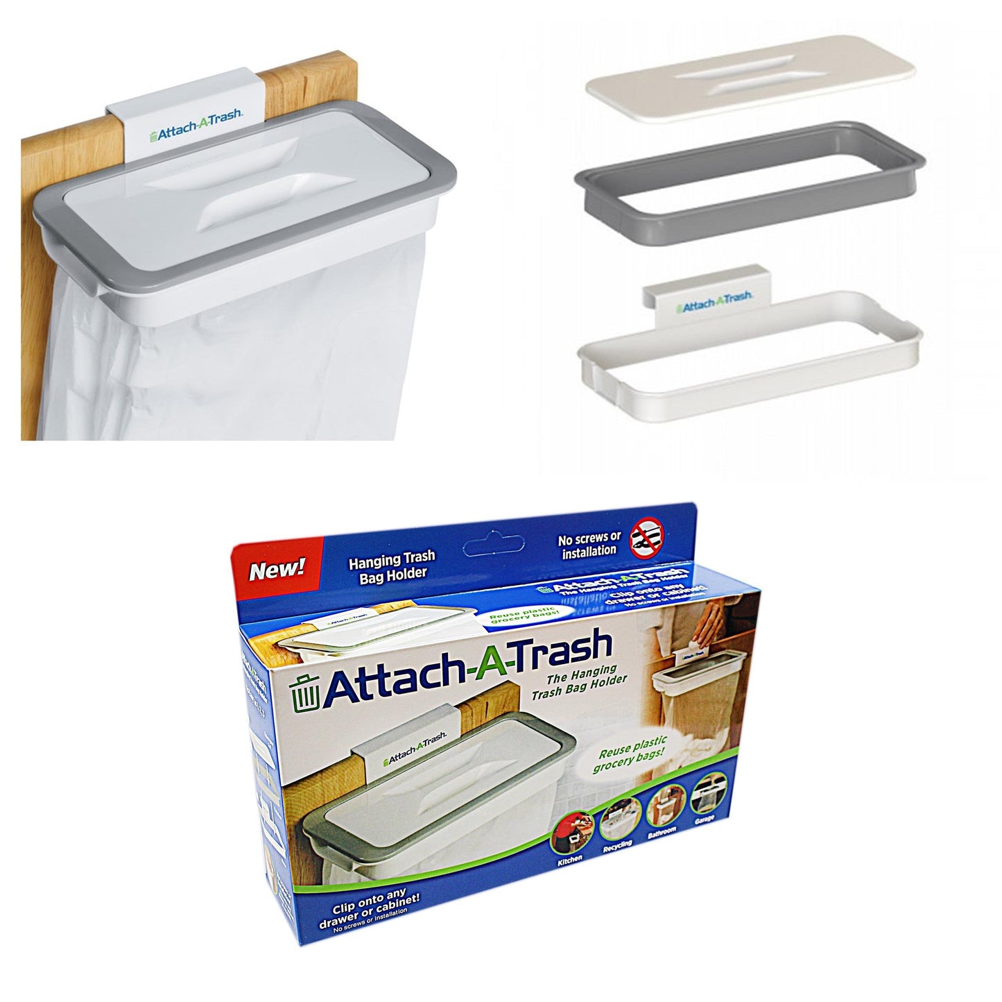 Attach A Trash Bag Kitchen Food Bin Bag Holder Hanger 24 x 11.5 x 3 cm 4984 A (Parcel Rate)