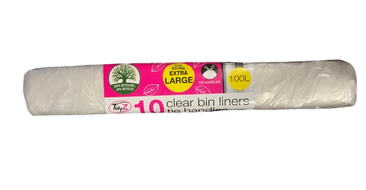 Extra Large Clear Pedal Bin Liners with Tie Handles 100L 110 x 160 cm Pack of 10 B0558 (Parcel Rate)