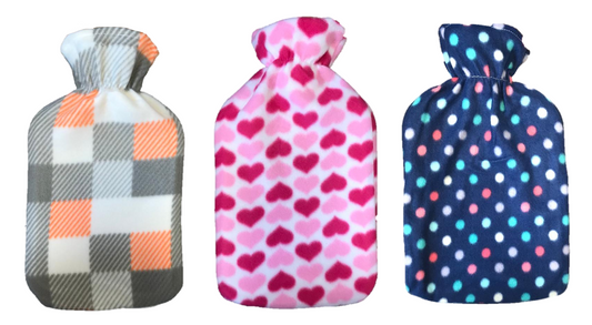 BestHouse Hot Water Bottle with Fleece Cover 2 Litre Assorted Designs BB1193 (Parcel Rate)