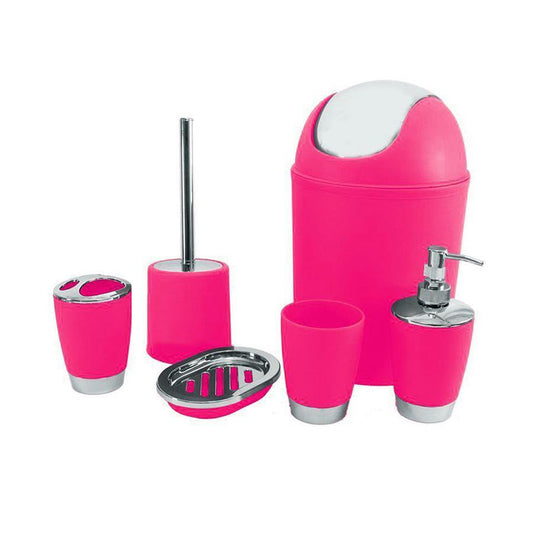 Full Set Bathroom Accessories Pink (Parcel Rate)
