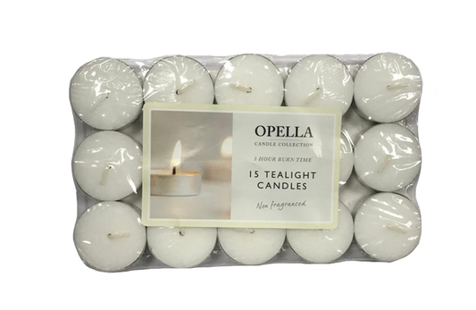 Opella Tealight Candles Non Fragranced Pack of 12 CD002 (Parcel Rate)