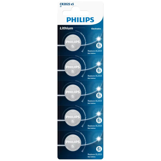 Philips Lithium Coin Battery 3V CR2025 x5 PHICR2025B5 (Large Letter Rate)
