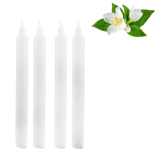 Pack Of 4 Beautiful Scented Candles Jasmine White Home 0227 (Parcel Rate)