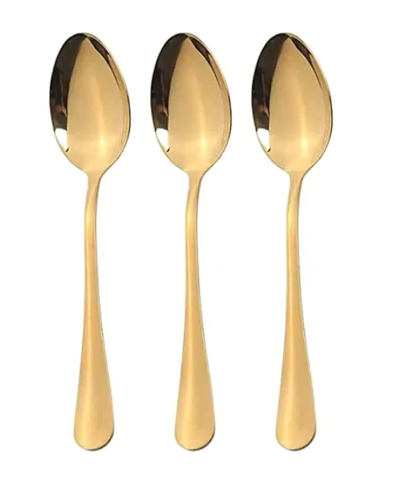 Gold Coloured Metal Spoons Pack of 3 20 cm 7028 A  (Parcel Rate)
