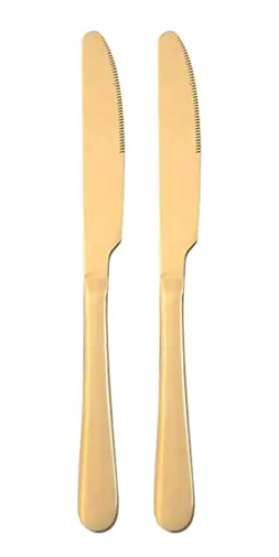 Gold Coloured Metal Butter Knife Pack of 2 22.5 cm 7030 (Parcel Rate)