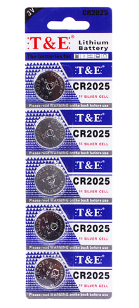 T&E Lithium 3V Silver Cell Coin Battery CR2025 Pack of 5 CR2025TE (Large Letter Rate)