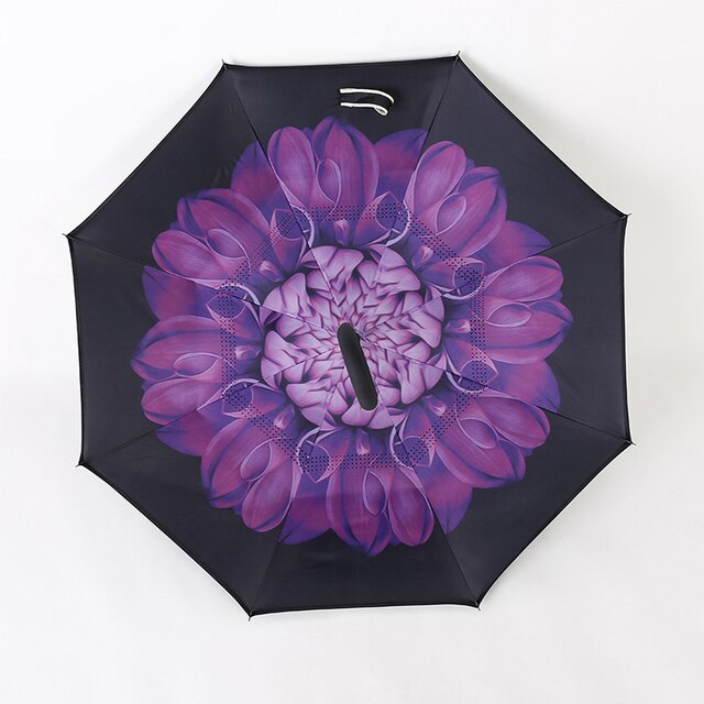 Reverse Inverted Double Layer Umbrella C Handle 80cm Assorted Designs 6550 A (Parcel Rate)