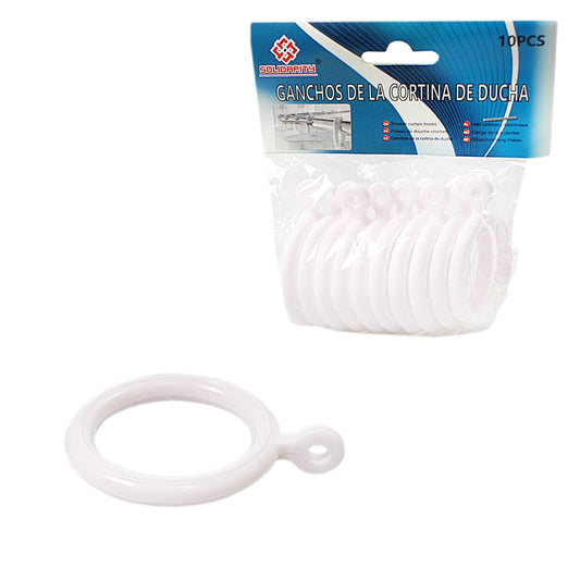 Plastic Shower Curtain Rings White Pack of 10 4778 A  (Large Letter Rate)