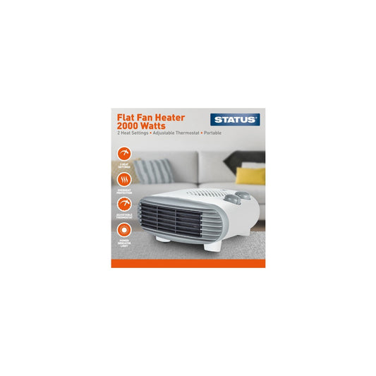 Flat Fan Heater 2000 Watts 2 Heat Settings FFH1P2000W  A (Parcel Rate)