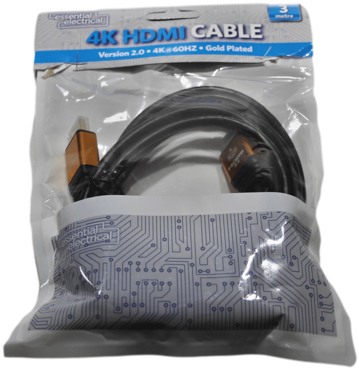 HDMI Cable 3 Metre  Length 4K DIY Electrical Fittings Gold Plated 1383 (Parcel Rate)