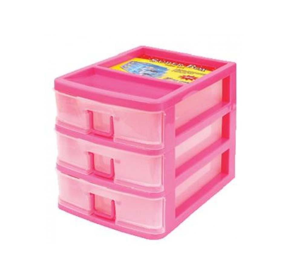 Plastic Sewing Storage with 3 Drawers 20 x 18.5 x 26 cm Assorted Colours H0110 (Parcel Rate)