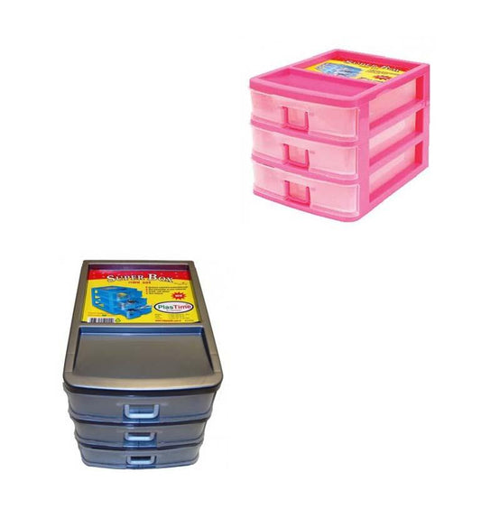 Plastic Sewing Storage with 3 Drawers 20 x 18.5 x 26 cm Assorted Colours H0110 (Parcel Rate)