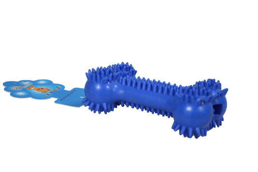 Rubber Spikey Dog Bone Fetching Teething Dog Bone Toy 13 cm Assorted Colours 0062 (Parcel Rate)