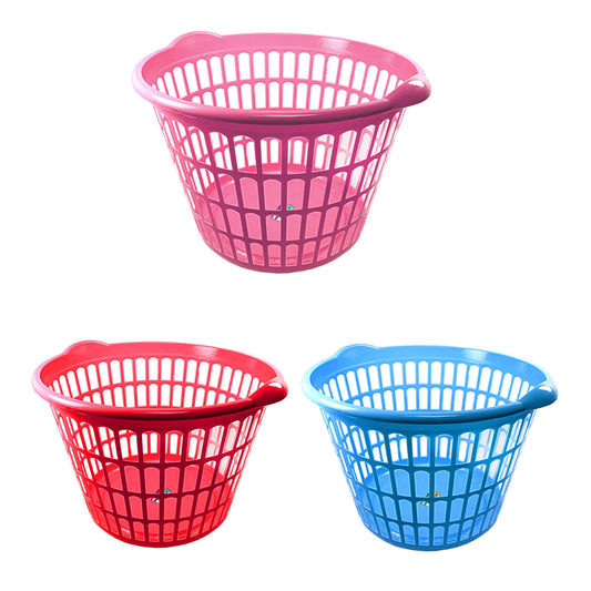 Large Laundry Basket Household Use Assorted Colours Plastic 0038 (Parcel Rate)
