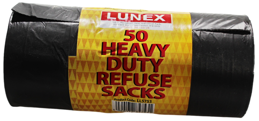 Black Heavy Duty Refuse Sacks Roll of 50 LL5753 A (Parcel Rate)