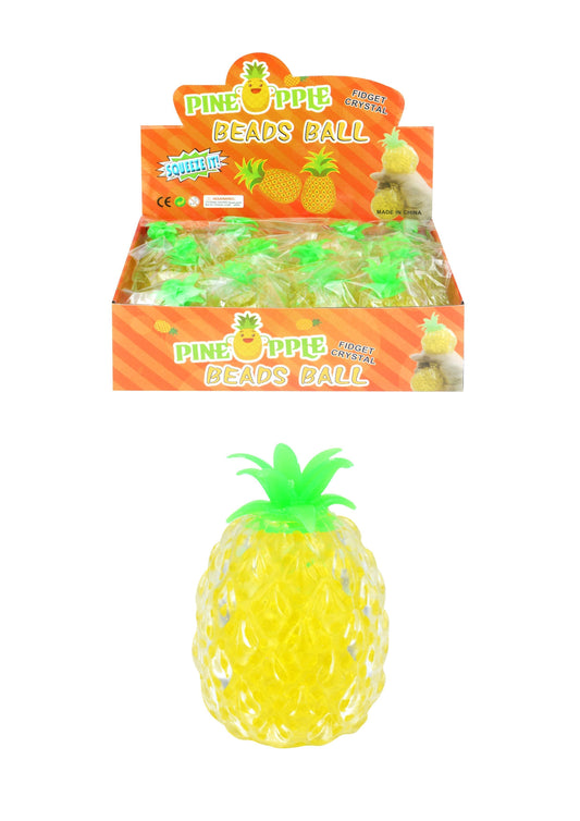 Squeezy Stretchy Pineapple Childrens Fun Soft Toy Stress Reliever 14cm x 1 N51539 (Parcel Rate)