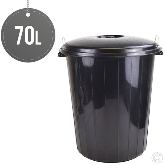 Plastic Dustbin Round Black 70L ST5118 RB70 (Big Parcel Rate)