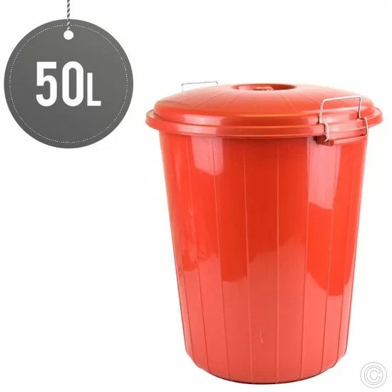 Plastic Dustbin Round 50L Assorted Colours ST5119 RB50  (Big Parcel Rate)