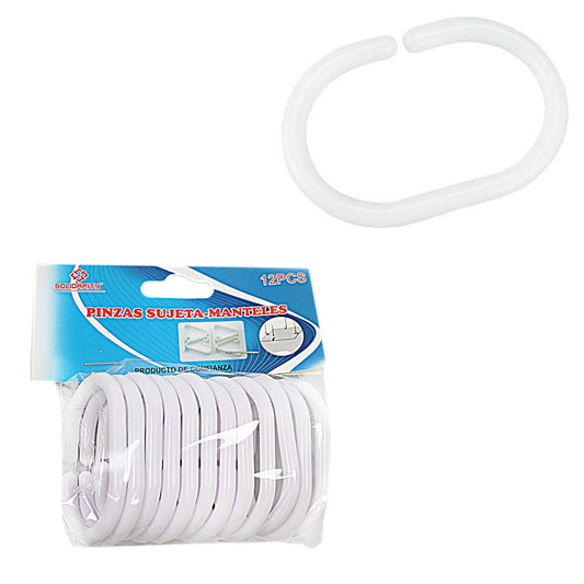 Plastic Shower Curtain Rings White Pack of 12 2820 A  (Large Letter Rate)