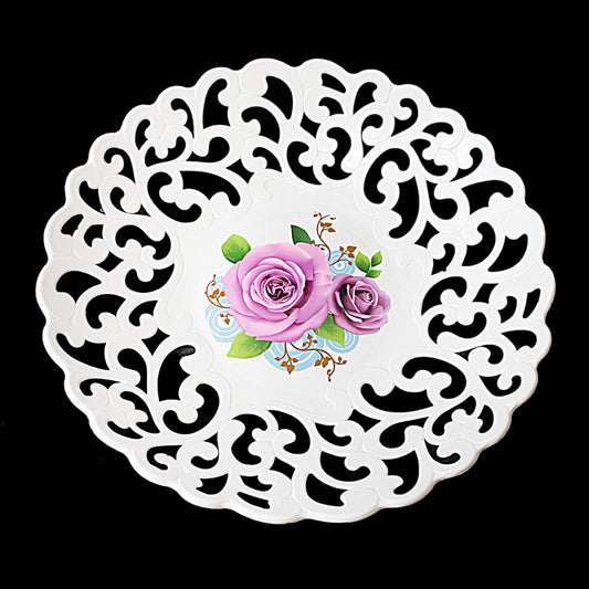 Plastic Serving Tray with Floral Print 28 cm Assorted Designs 2264 (Parcel Rate)