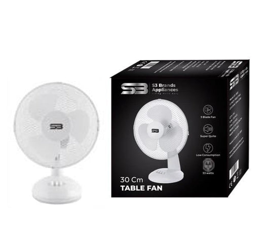 12 Inch White Table Fan S31003 / F12T (Parcel Rate)