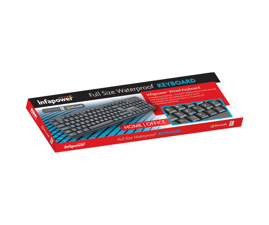 Waterproof Infapower Wired Keyboard Full Size Computer Keyboard Windows X201 (Parcel Rate)
