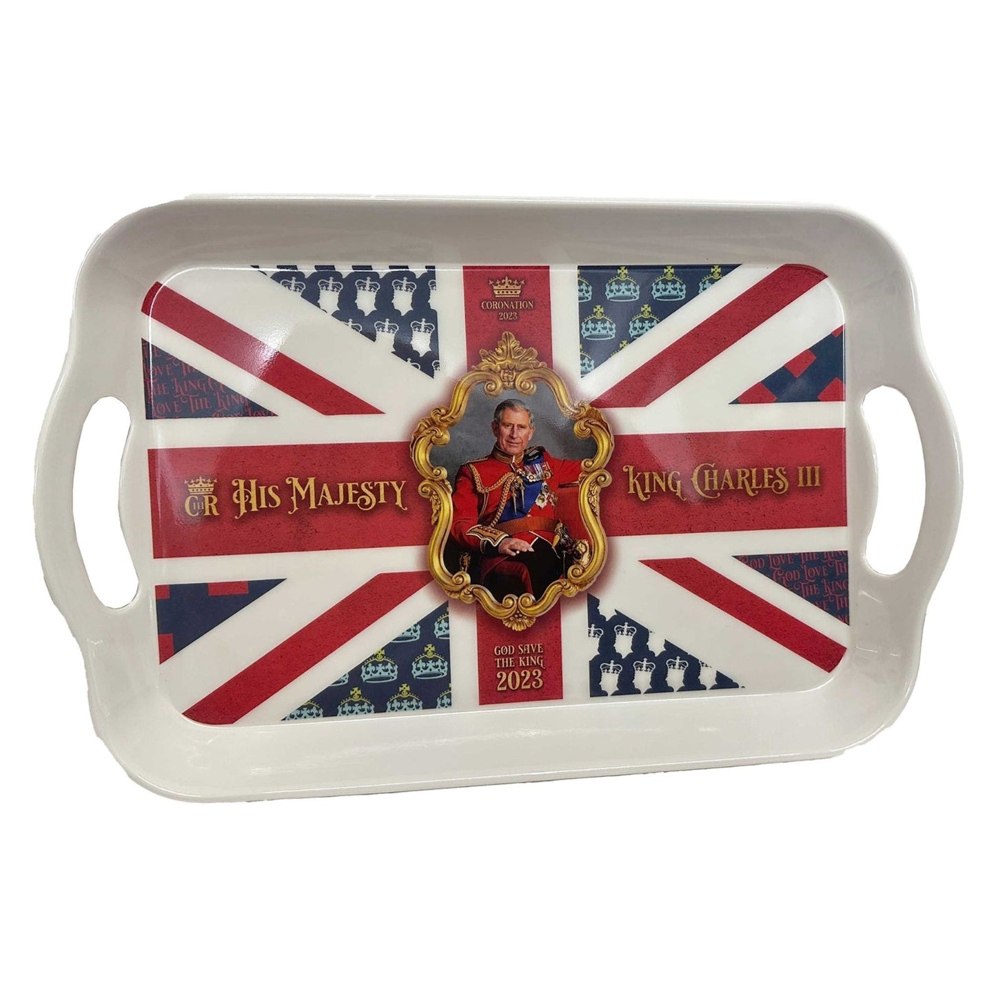 Coronation "His Majesty King Charles III" Traditional Union Jack Plastic Tray 40 x 26cm 821629 (Parcel Rate)