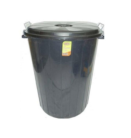 50 Litre Black Bin Drum With 2 Locked Lids Home Storage Bin K0117 (Big Parcel Rate)
