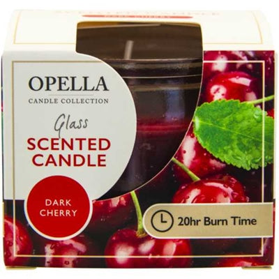 Opella Scented Candle In Glass Jar Dark Cherry Fragrance 5 x 6.5 cm CDJARDC (Parcel Rate)