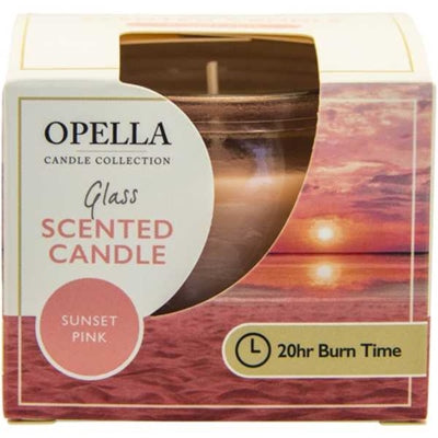 Opella Scented Candle In Glass Jar Sunset Pink Fragrance 5 x 6.5 cm CDJARSP (Parcel Rate)
