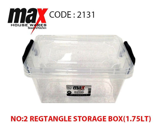 Clear Plastic Rectangle Storage Box 1.75 Litre 20 x 14 x 10 cm 2131 (Parcel Rate)