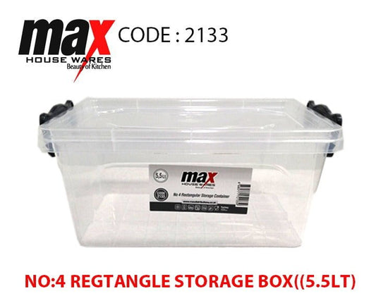Clear Plastic Rectangle Storage Box 5.5 Litre 2133 (Parcel Rate)