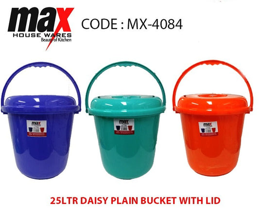 20 Litre DC Plain Bucket with Lid Assorted Colours MX4084 (Parcel Rate)