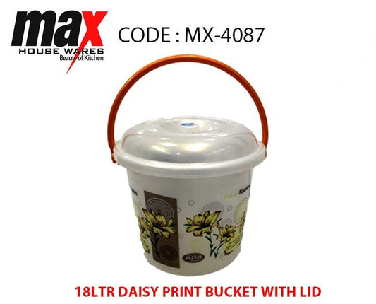 18 Litre Daisy Print Bucket with Lid MX4087 (Big Parcel Rate)